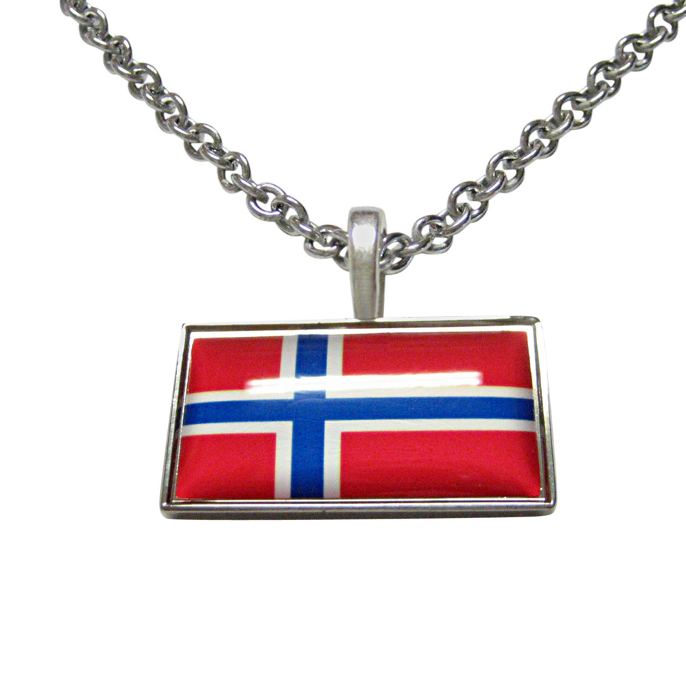 Thin Bordered Norway Flag Pendant Necklace Gem thin-bordered-norway-flag-pendant-necklace-gem